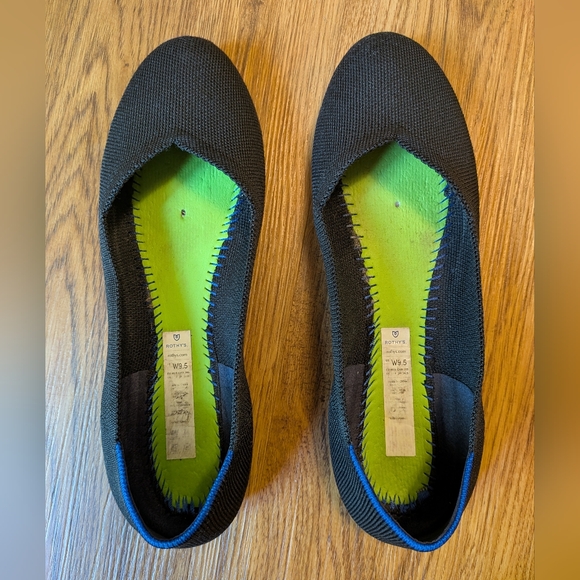 Rothys Women’s Round Toe Black Slip On Ballet Flats Size 9.5 - Picture 3 of 6